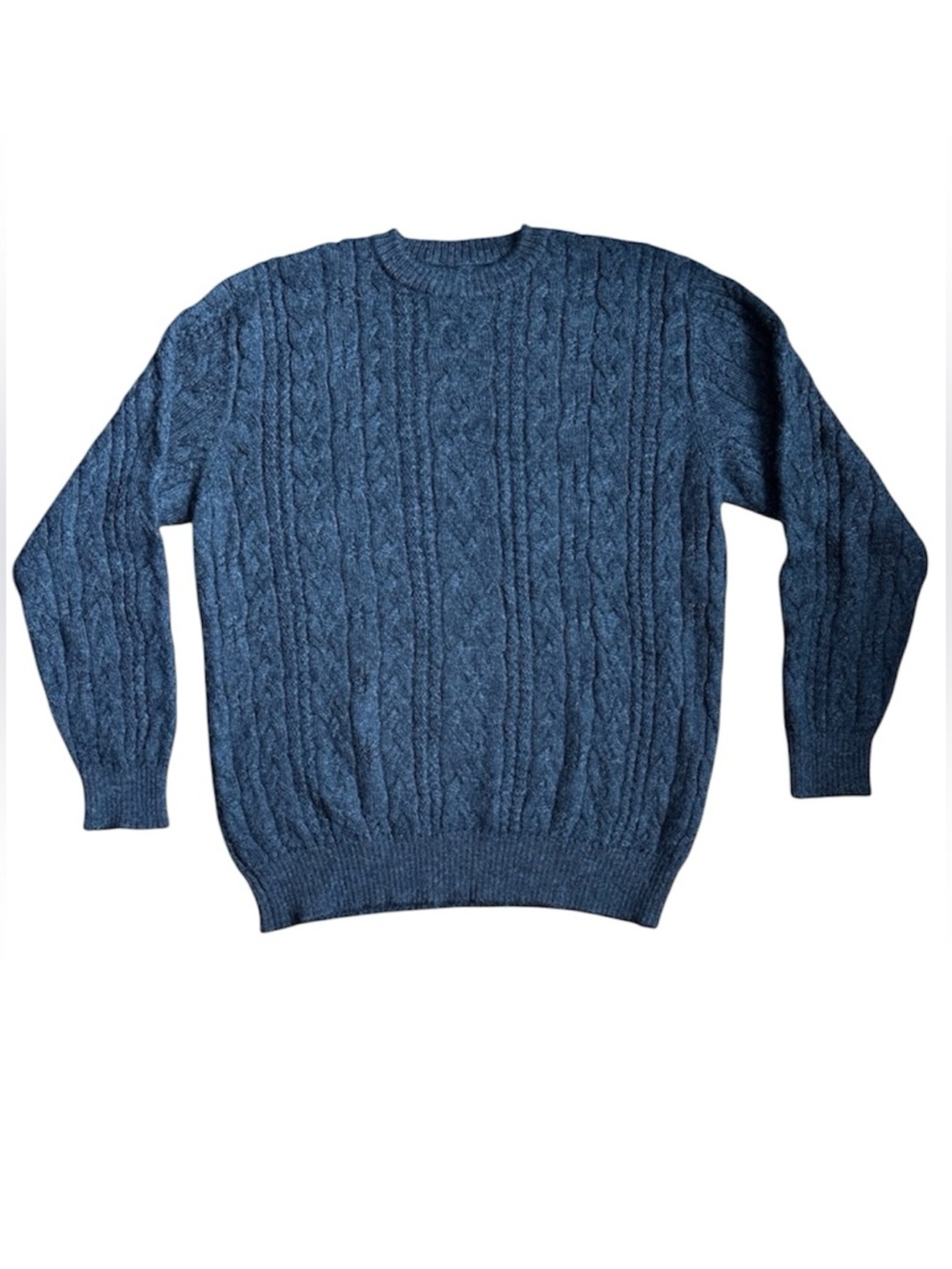 Peruvian sweater crew neck cable knit baby alpaca wool dark charcoal size mens M